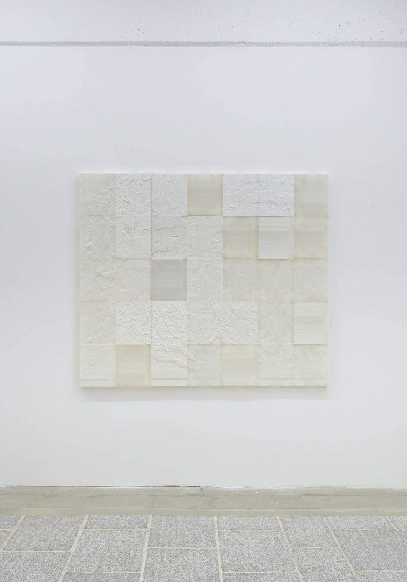 Bathers, 2025, Acrylic mediums , PLA and  PETG on 35 printed modules, 133&times;114cm (22.8x19cm each)