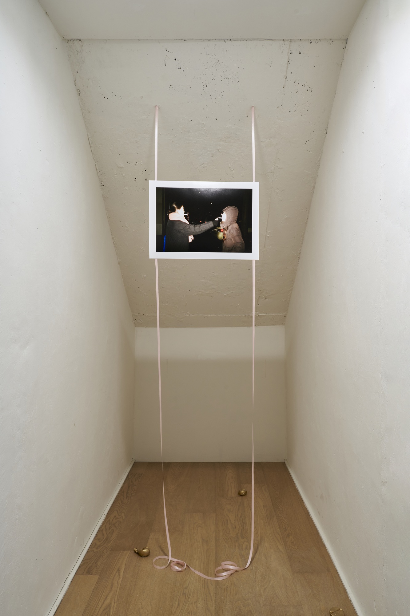 Euysun Kim, No worries, 2026, digital print, ribbon, 49x35.4cm