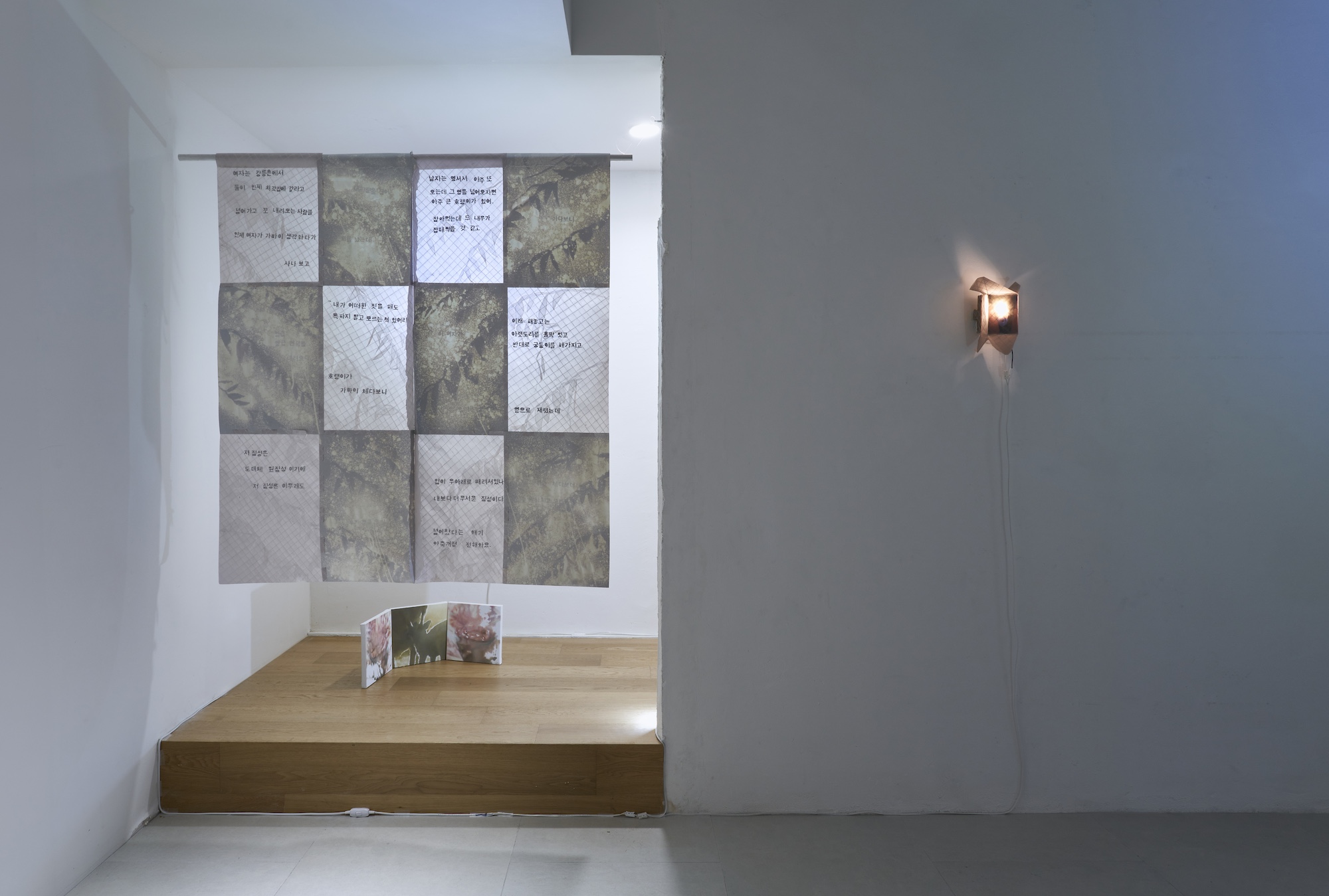 Hyunjin Jo, Over the mountain, Over the river, 2026, Paper, sodium hypochlorite, paraffin, 129x140 cm