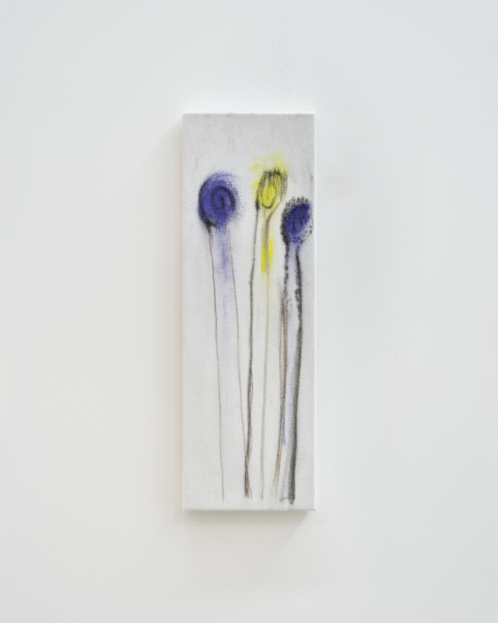 Lee Doyub, Shower thought, 2025, acrylic, cont&eacute;, and varnish on cotton, 30x10cm