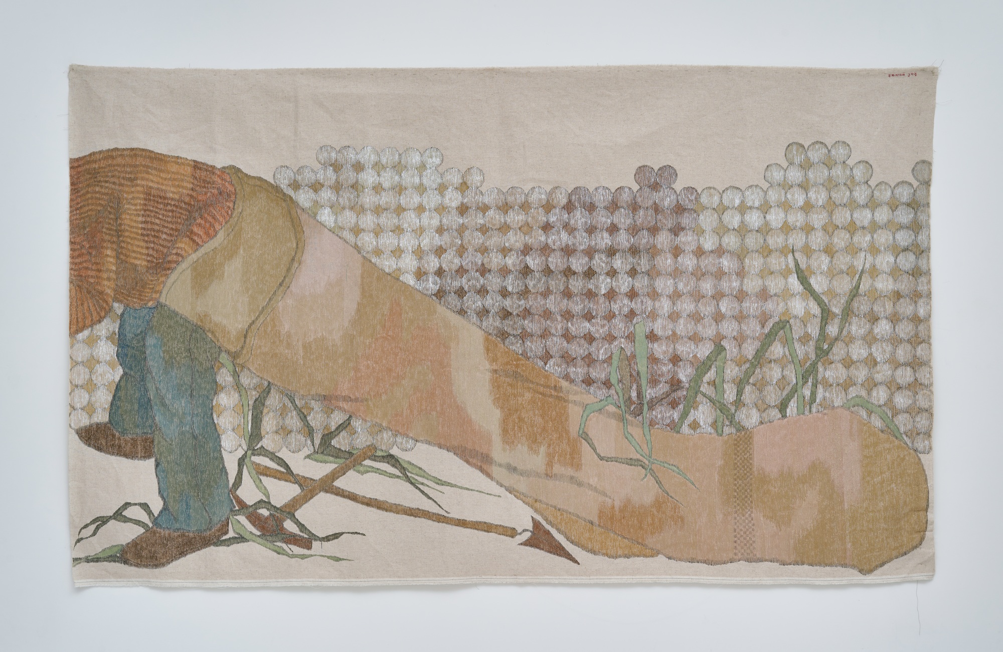 Yuchae Park, <Cotton belt and Potato chips>, 2025, Powdered pigments on linen, 111x183cm