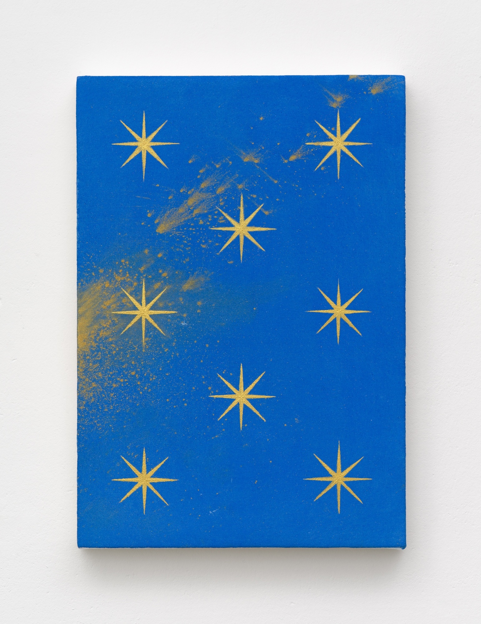 Meteor Shower, 2025, Acrylic on cotton, gold powder, 34.8x24.2cm